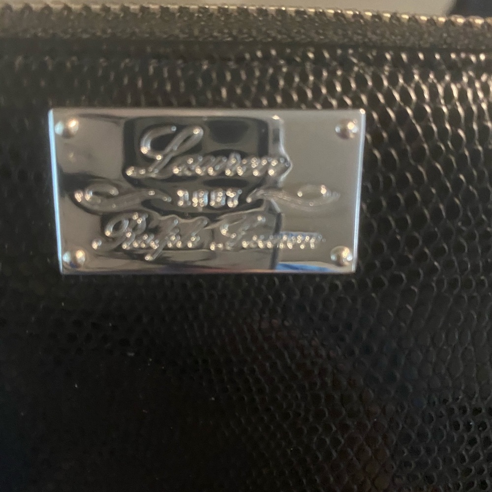 Lauren Ralph Lauren Croc Embossed Black Leather